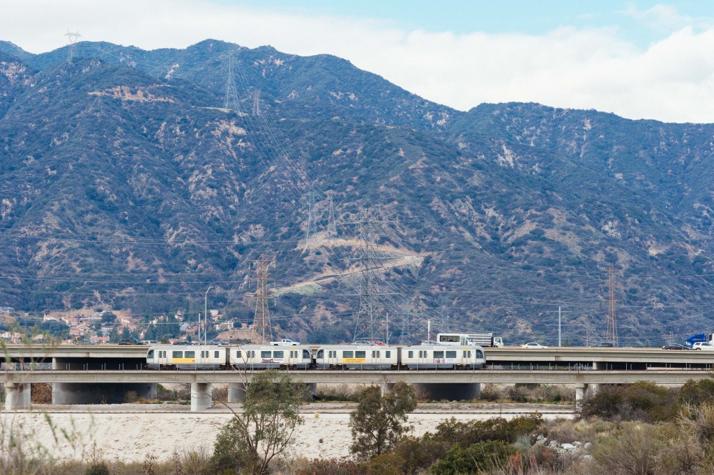 The Gold Line crossing the San Gabriel River in Irwindale. Photo by Steve Hymon/Metro.