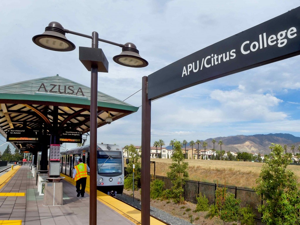 Azusa Station used for transportation by many students attending Azusa Pacific and Citrus College.The City of Azusa and Glendora officially opened its extension of Citrus Avenue Monday September, 19, 2016. The extension provides a direct connection to the APU/Citrus College Gold Line station so drivers and pedestrians don’t have to take a long, winding path through Rosedale.(Photo by Walt Mancini/Pasadena Star-News/SCNG) 