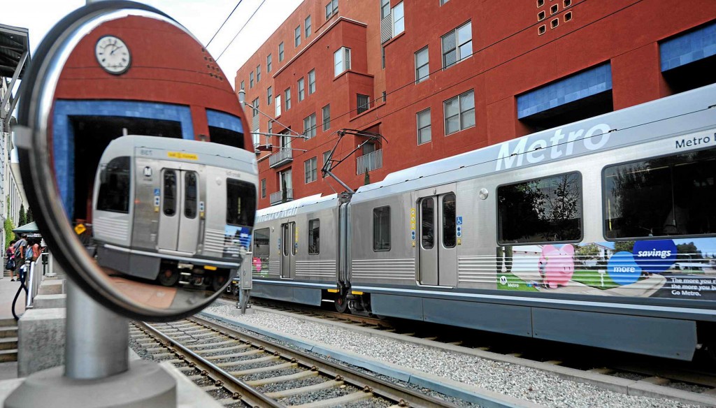 Measure M would extend the route for the Metro Gold Line train, shown here in 2013 at the Del Mar Station in Pasadena. (File photo) 