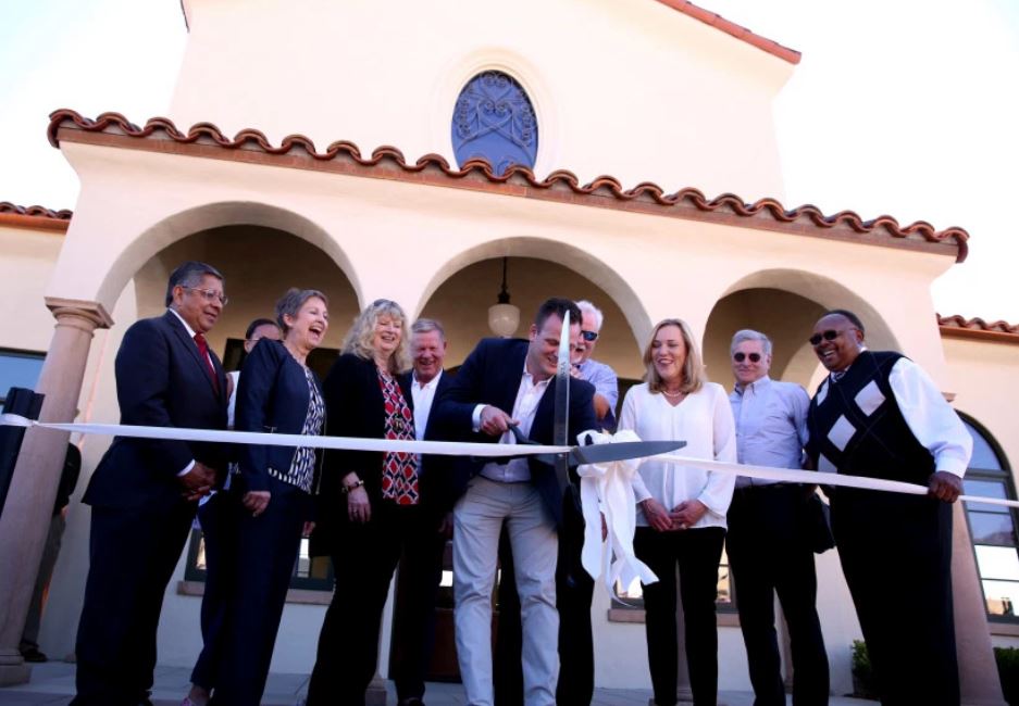 A dedication ceremony was held for the restoration of the Historic Santa Fe Depot and christening of the Mayor Bob Bartlett Memorial in Monrovia, Calif. on Sunday, Feb. 25, 2018. The Santa Fe was originally built in 1926.The memorial for Mayor Bartlett, who was Monrovia’s first African American elected mayor, was commissioned by the city council. (Correspondent photo by Trevor Stamp)